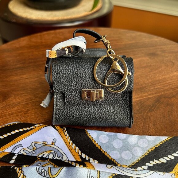 New Mini Handbag Coin Purse Earphone Holder Bag Charm and Twilly Scarf - Picture 2 of 7